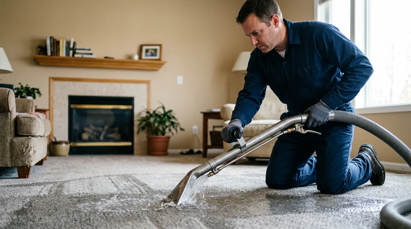 Water damage restoration technician working near Nielsville, MN